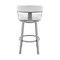 Armen Living Cohen 26" Counter Height Swivel Bar Stool in Silver Finish with White Faux Leather 721535761982 - alternate 7